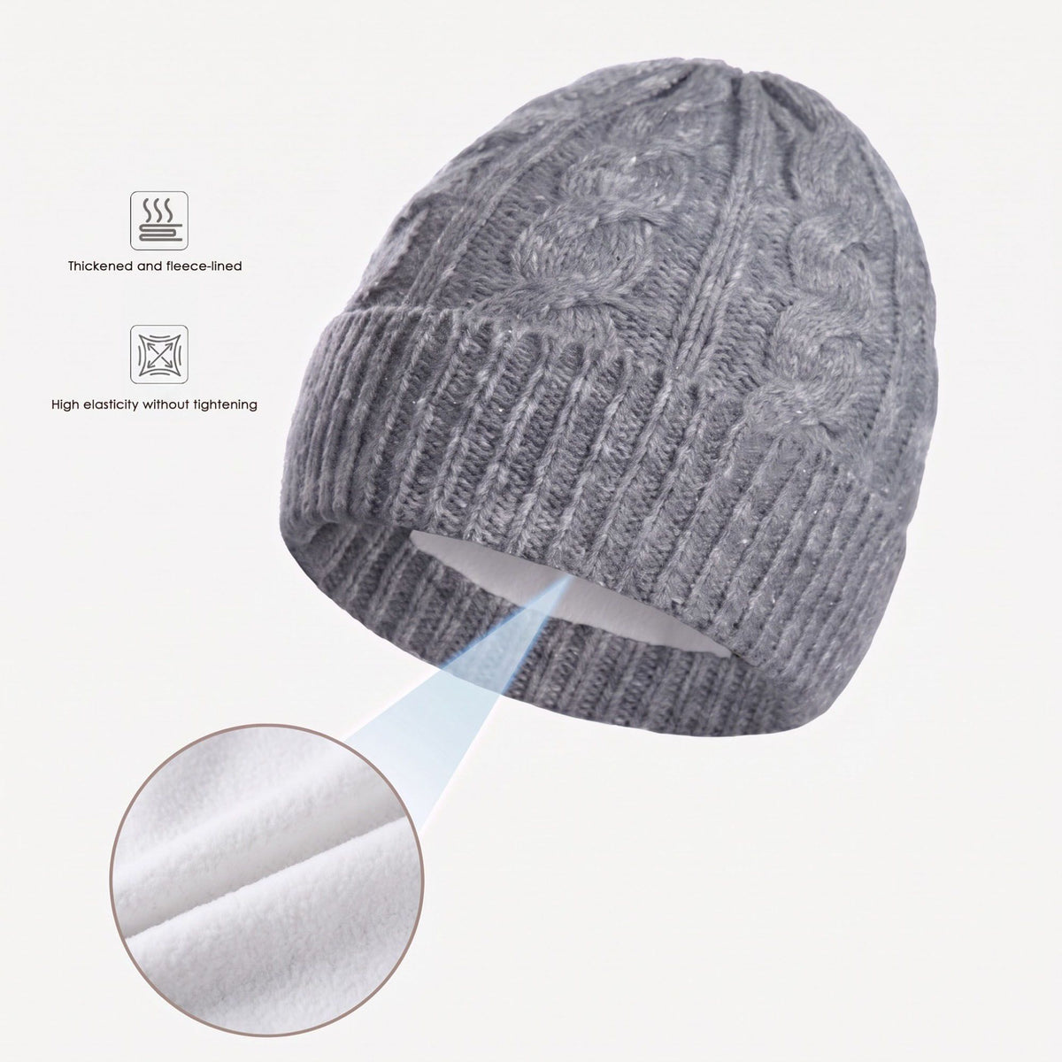 3 Piece Cable Knit Beanie Scarf and Touchscreen Gloves Set