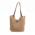 Woven Crochet Tote Bag with Double Strap Lightweight Knit Shoulder Bag Large Capacity Handbag
