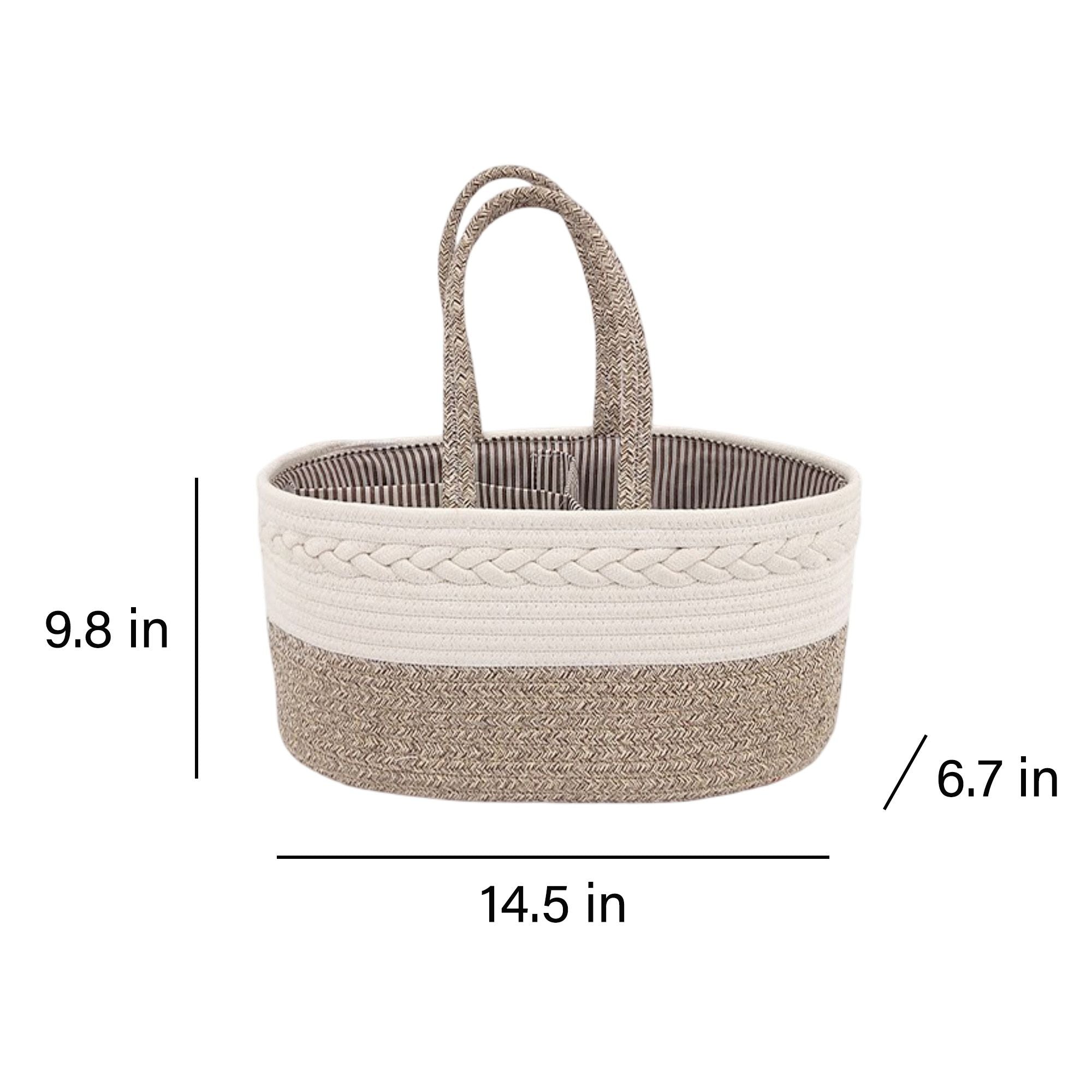 Woven Rope Storage Basket Organizer Bin Soft Cotton Basket for Nursery Shelves Closet Organization