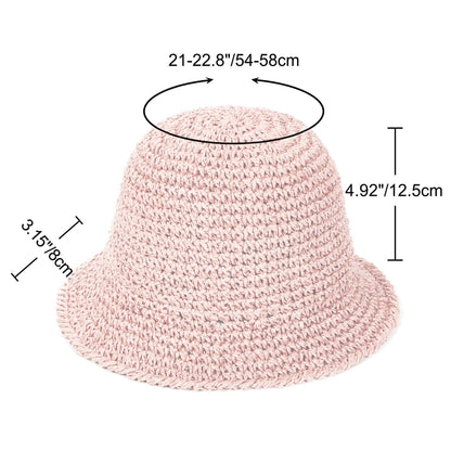 Anna-Kaci Crochet Raffia Bucket Hat Lightweight Foldable Wide Brim Sun Hat for Stylish Summer Protection
