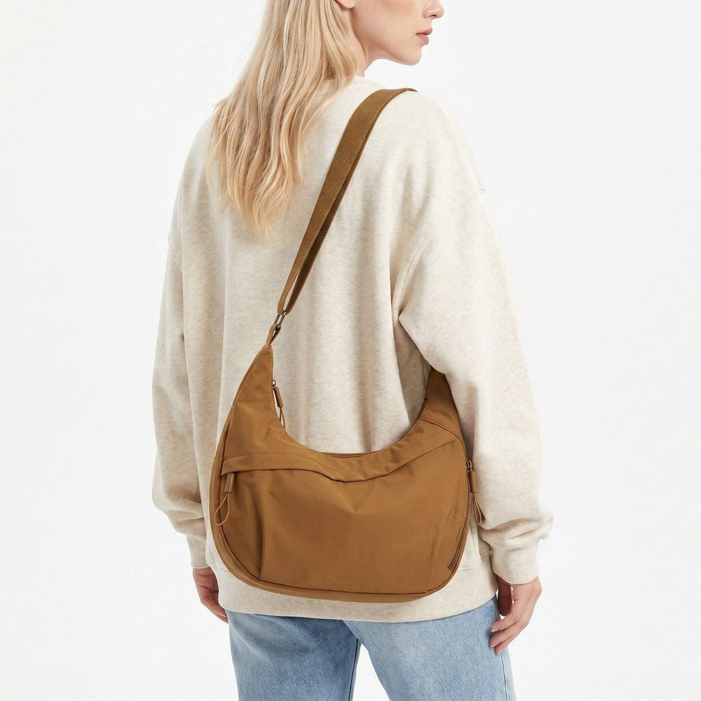 Nylon Crossbody Bag with Adjustable Strap Lightweight Shoulder Sling Bag with Zip Pockets