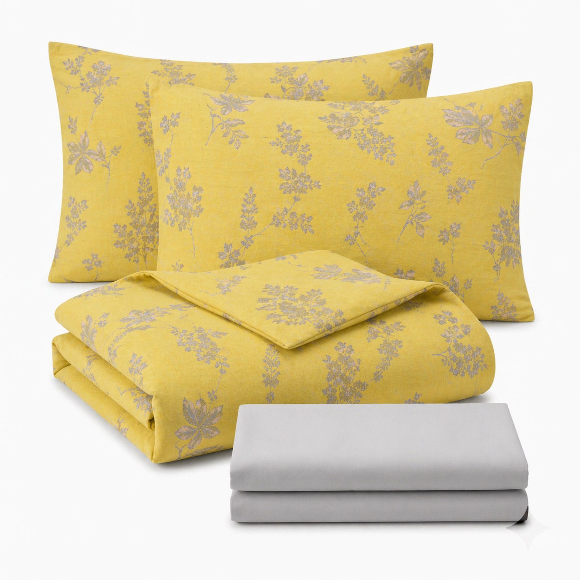 4-Piece Cotton Bedding Set with Floral Print Duvet Cover, Pillowcases, and Flat Sheet for Elegant Bedroom Makeover