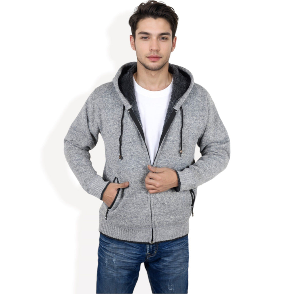 Anna-Kaci Men's Zip-Up Hooded Fleece Jacket with Adjustable Drawstrings and Front Pockets