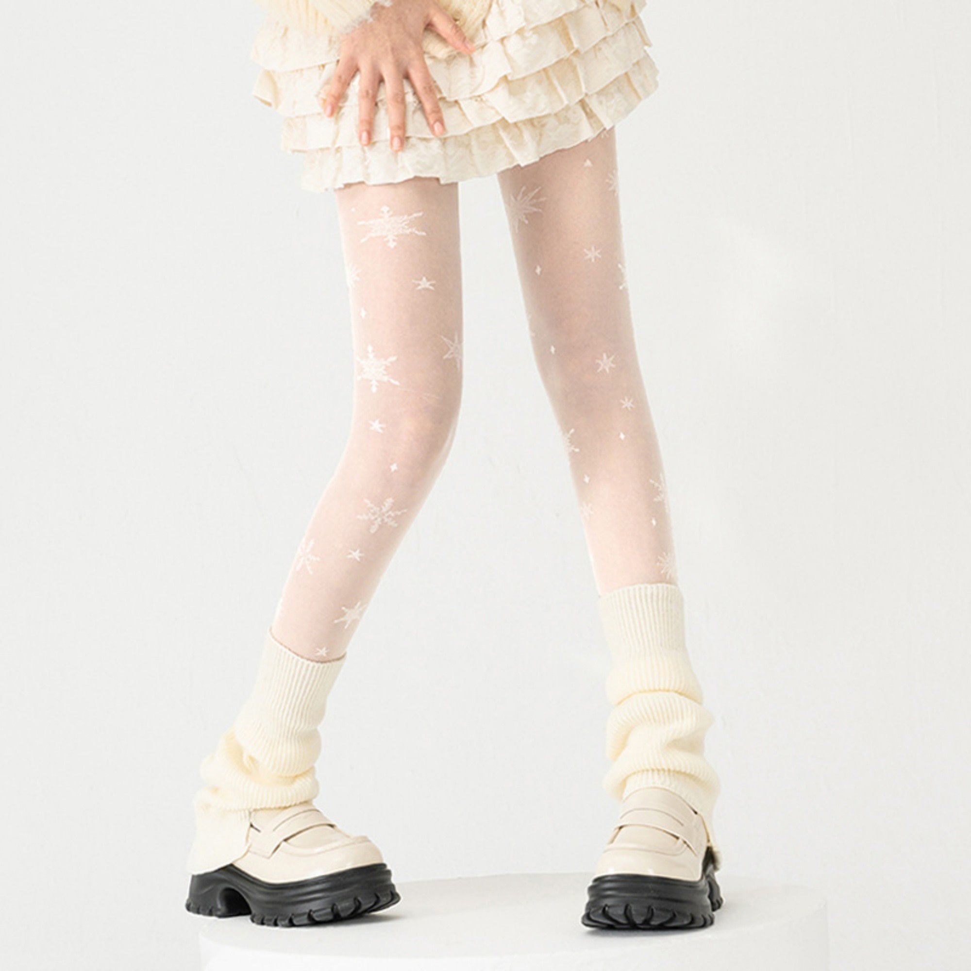 Anna-Kaci Sheer Star Pattern Tights with Soft Stretch Fit and Delicate Allover Celestial Design for Stylish Everyday Legwear