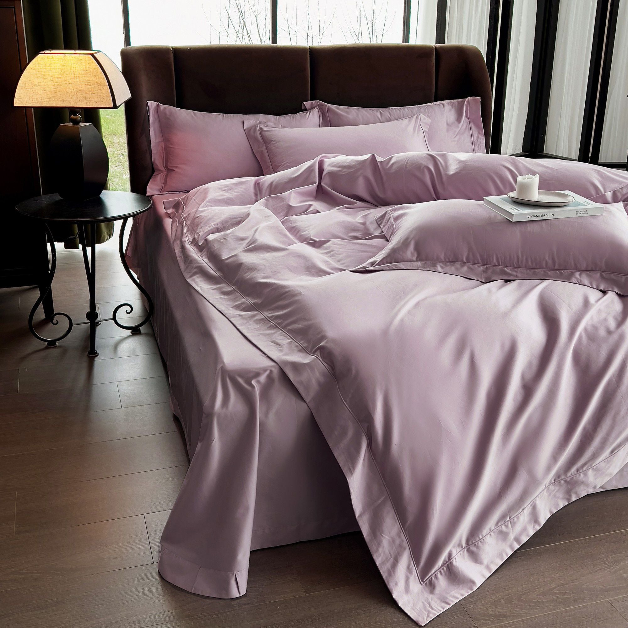 4-Piece Cotton Washed Bedding Set with Duvet Cover Flat Sheet and Pillowcases Soft Smooth Finish
