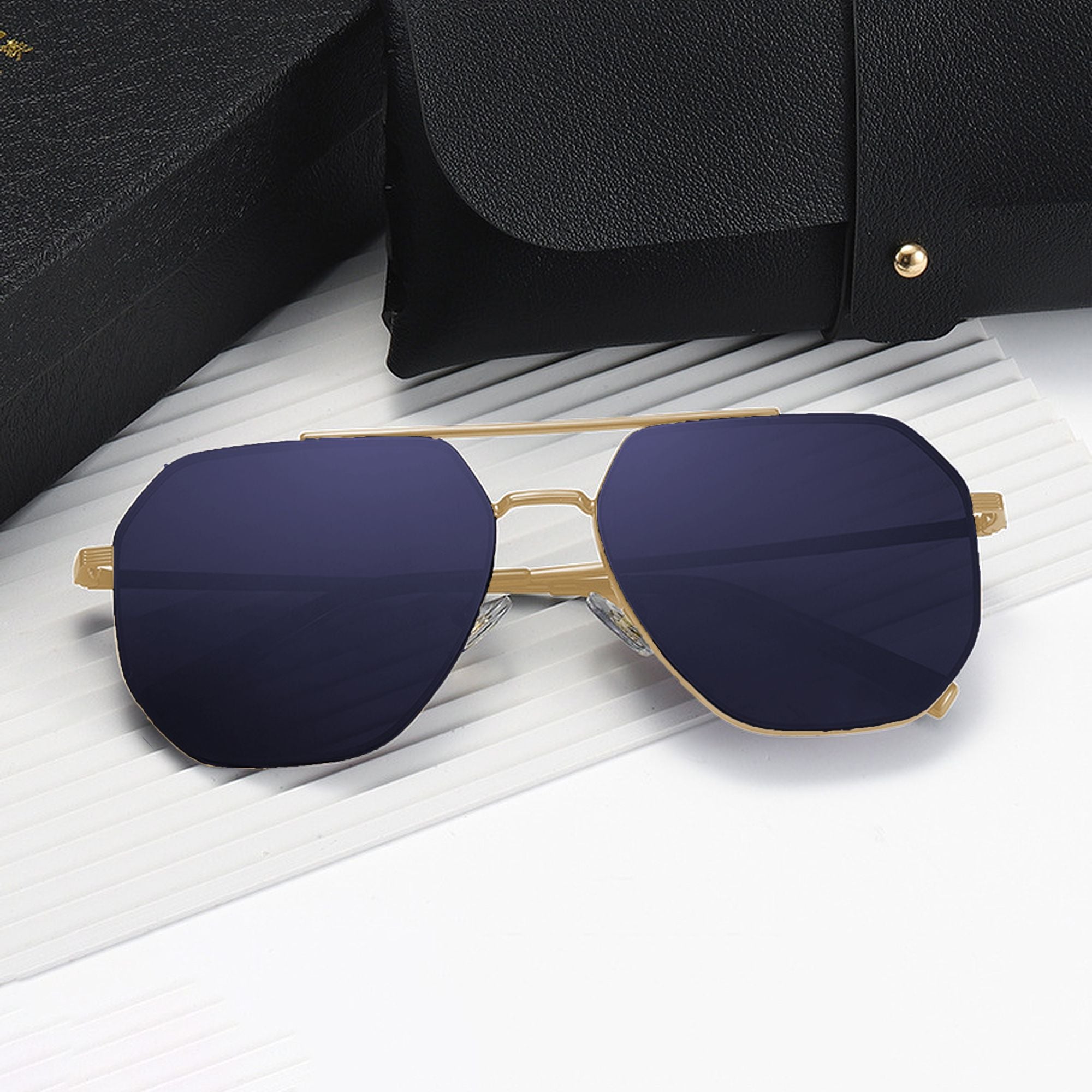 Anna-Kaci Women's Rimmed Hexagonal Polarized Aviator Sunglasses UV400 Protection
