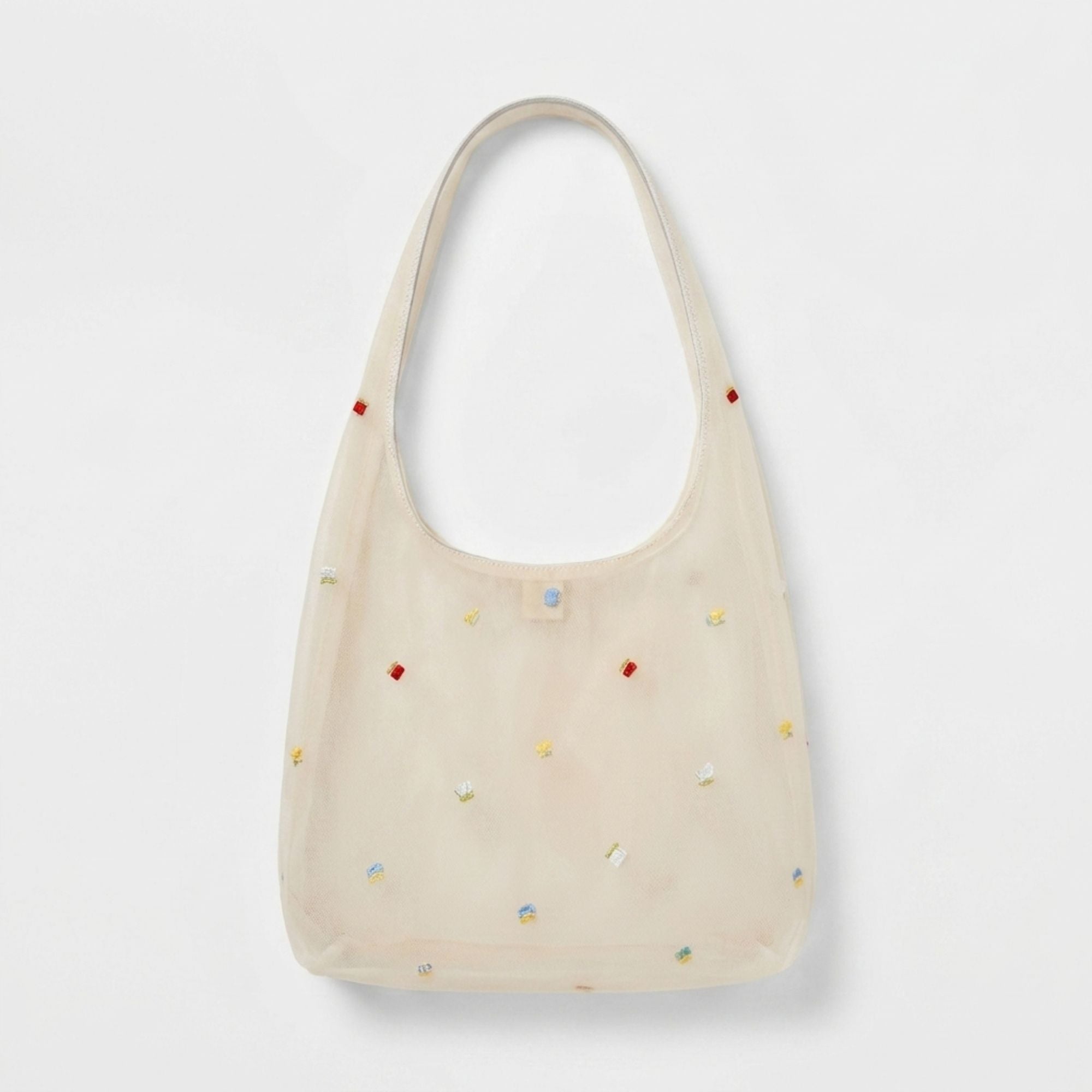 Mesh Shoulder Bag with Beaded Detail and Soft Inner Pouch