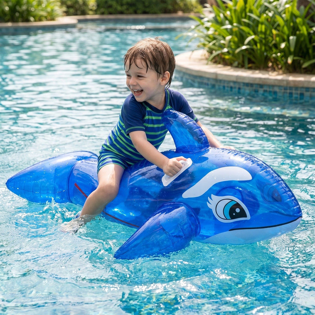Dolphin Shaped Inflatable Pool Float Ride On Raft with Side Handles Durable PVC Water Float for Pool Beach Lake 59x31.5in