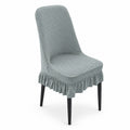 Textured Stretch Dining Chair Cover with Ruffled Skirt