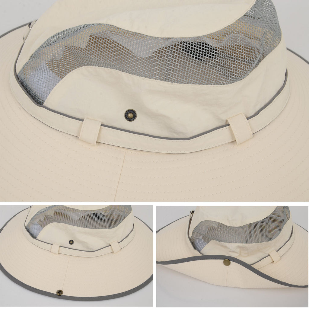 Anna-Kaci Wide Brim Outdoor Hat with Mesh Ventilation Snap-Up Sides and Chin Strap for Hiking, Beach, Travel, and Sun Protection