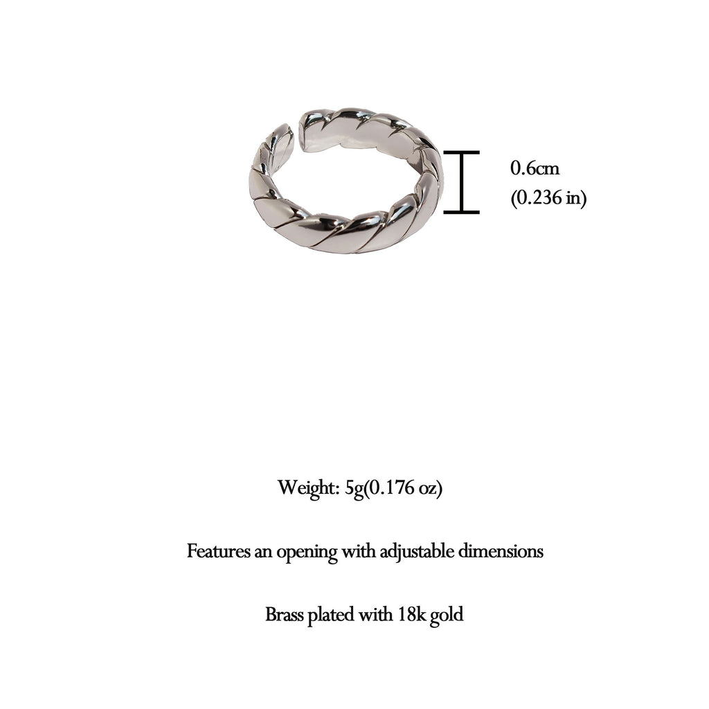 Women's Twisted Open Cuff Ring - Adjustable Statement Ring for Daily & Stylish Wear