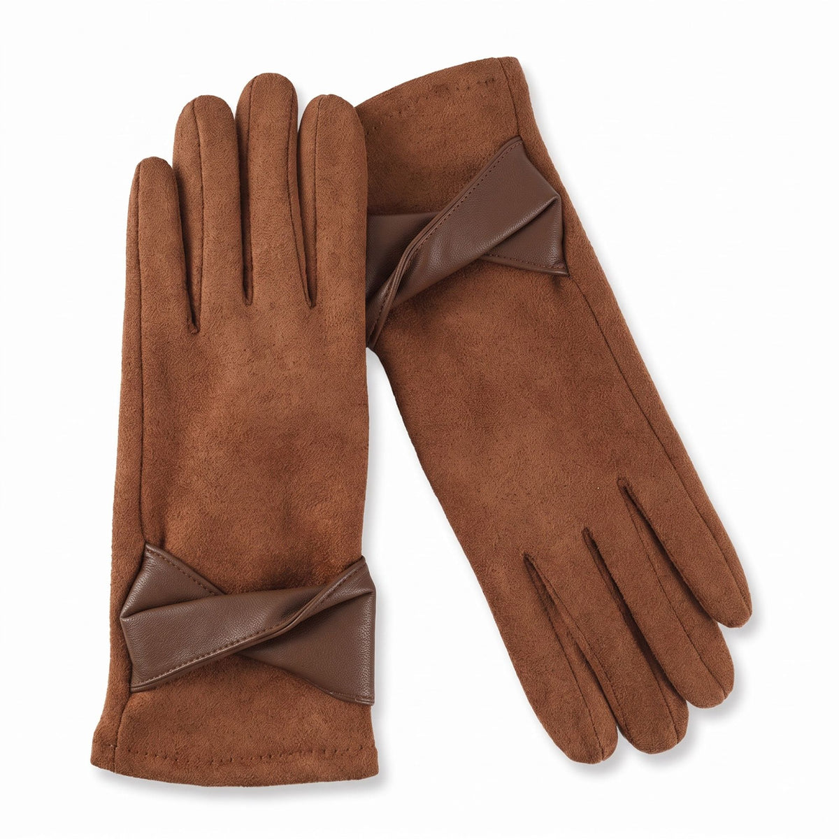 Bow Detail Full Finger Gloves with Soft Textured Finish