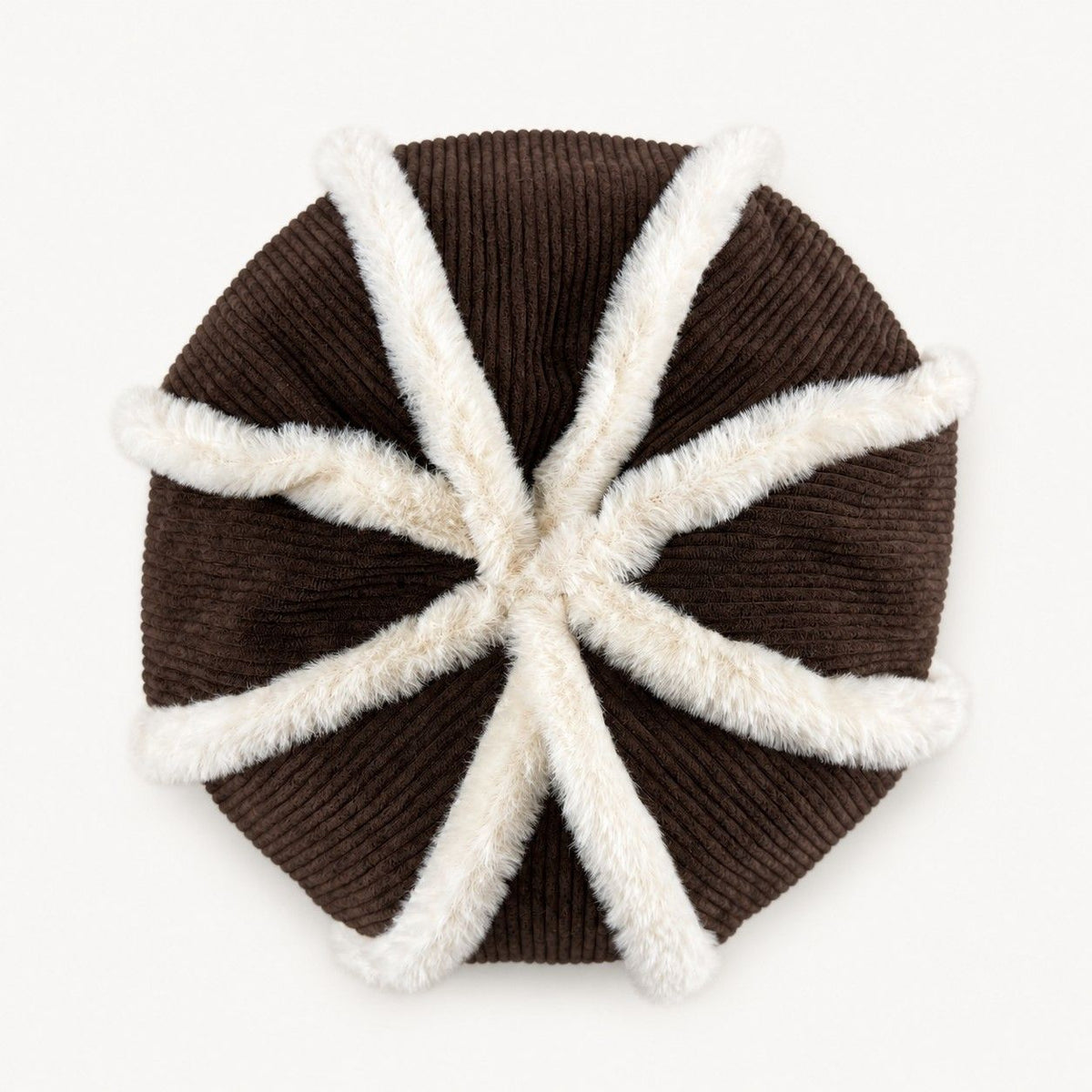 Corduroy Newsboy Cap Faux Fur Trim Baker Boy Hat Warm Casual Style