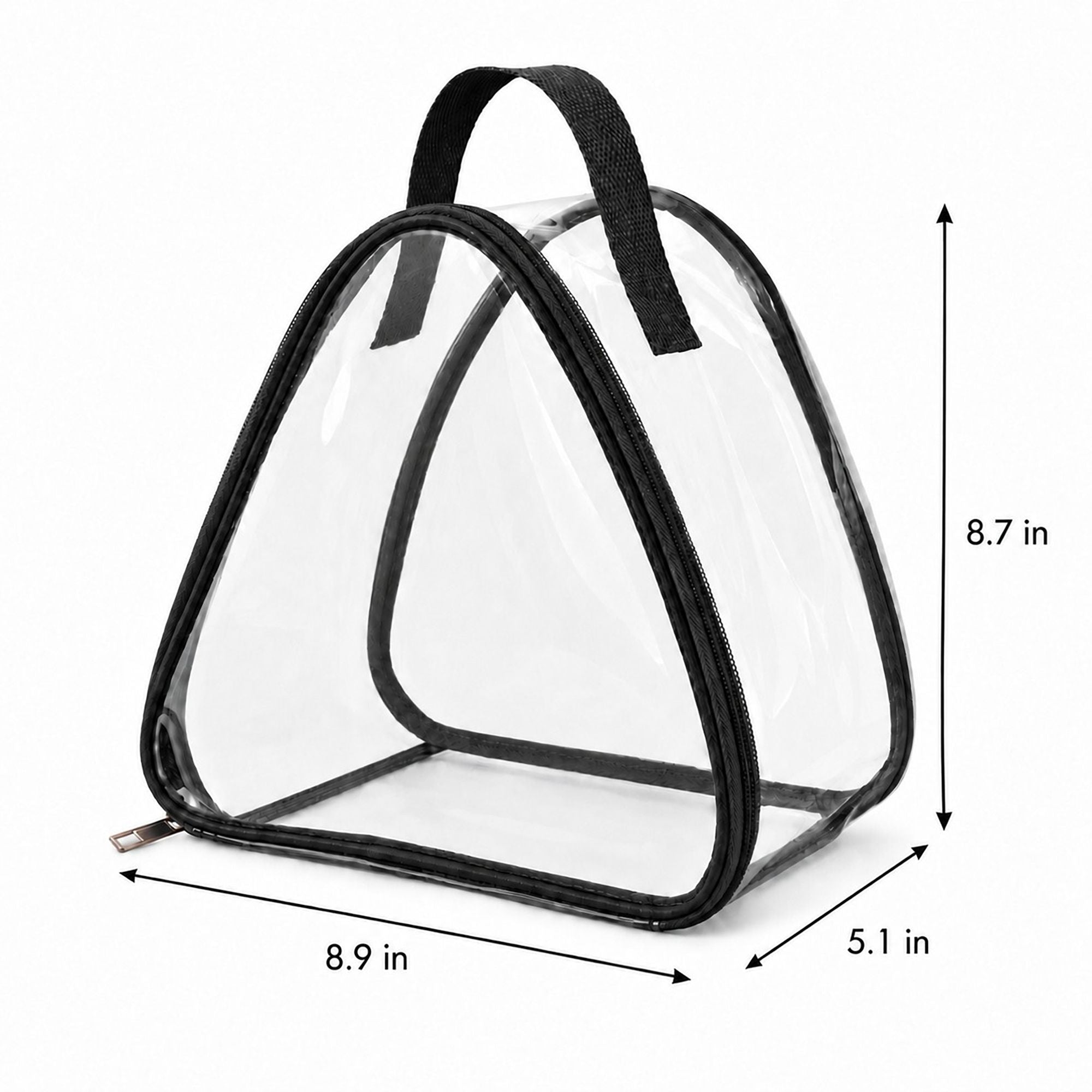 Clear Triangular Lunch Bag with Zipper Closure and Top Handle