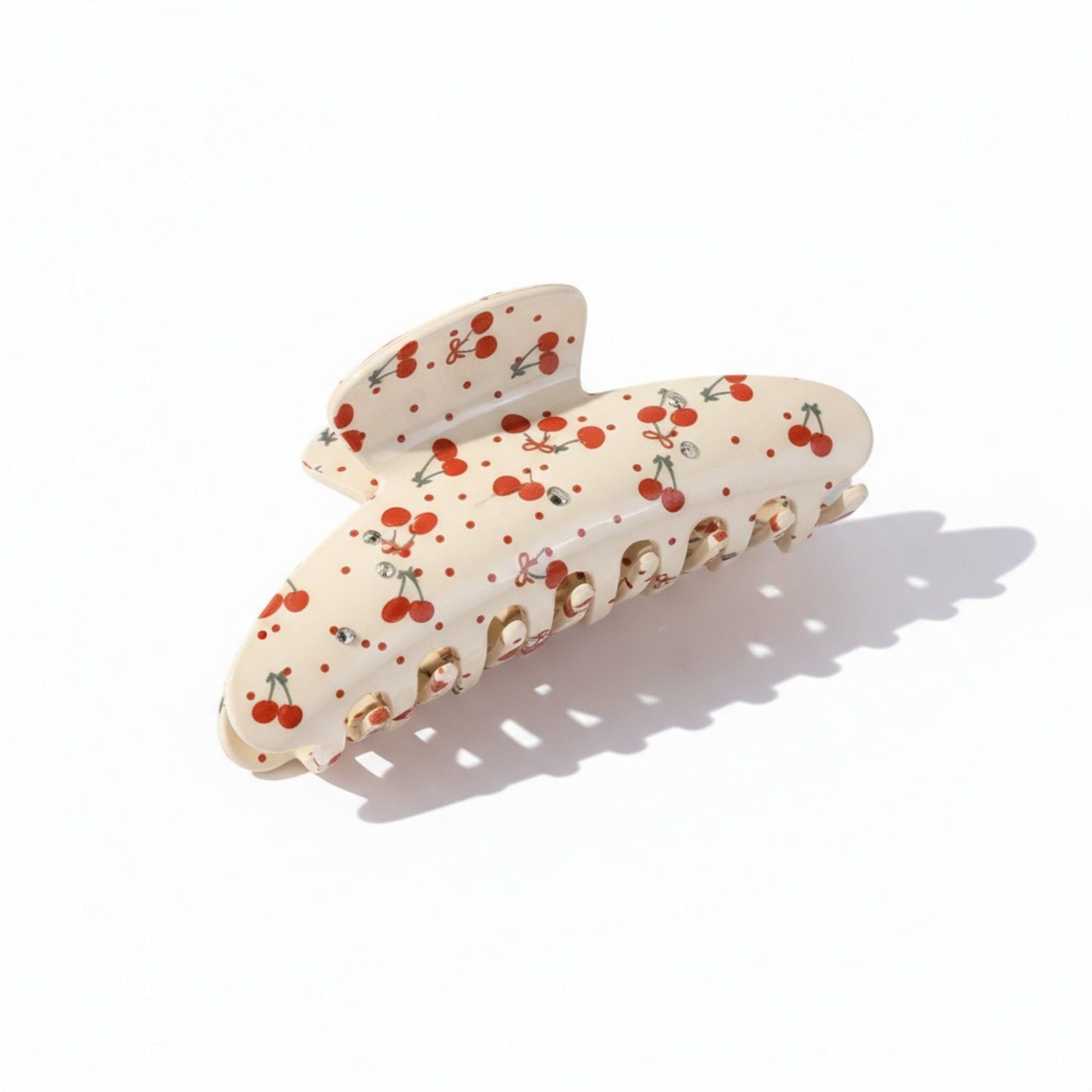 Anna-Kaci 2pcs per set Cherry Print Acrylic Hair Claw Clip with Curved Design and Strong Grip