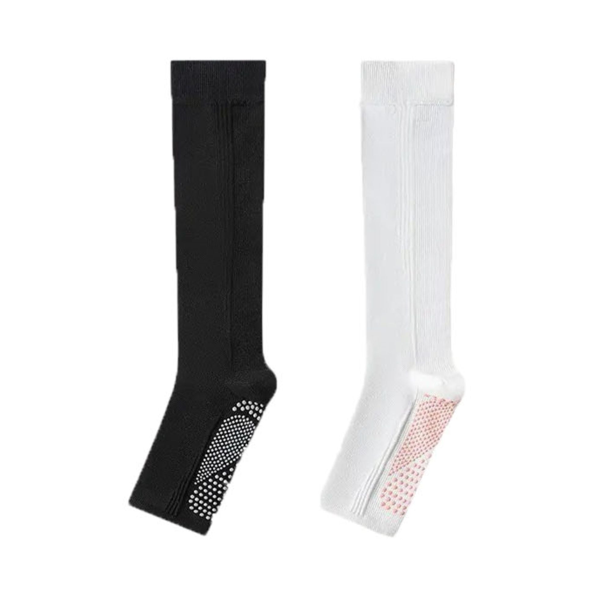 Anna-Kaci Women's Knee High Grip Socks with Anti-Slip Sole for Barre, Yoga, Dance, and Pilates 2-Pack