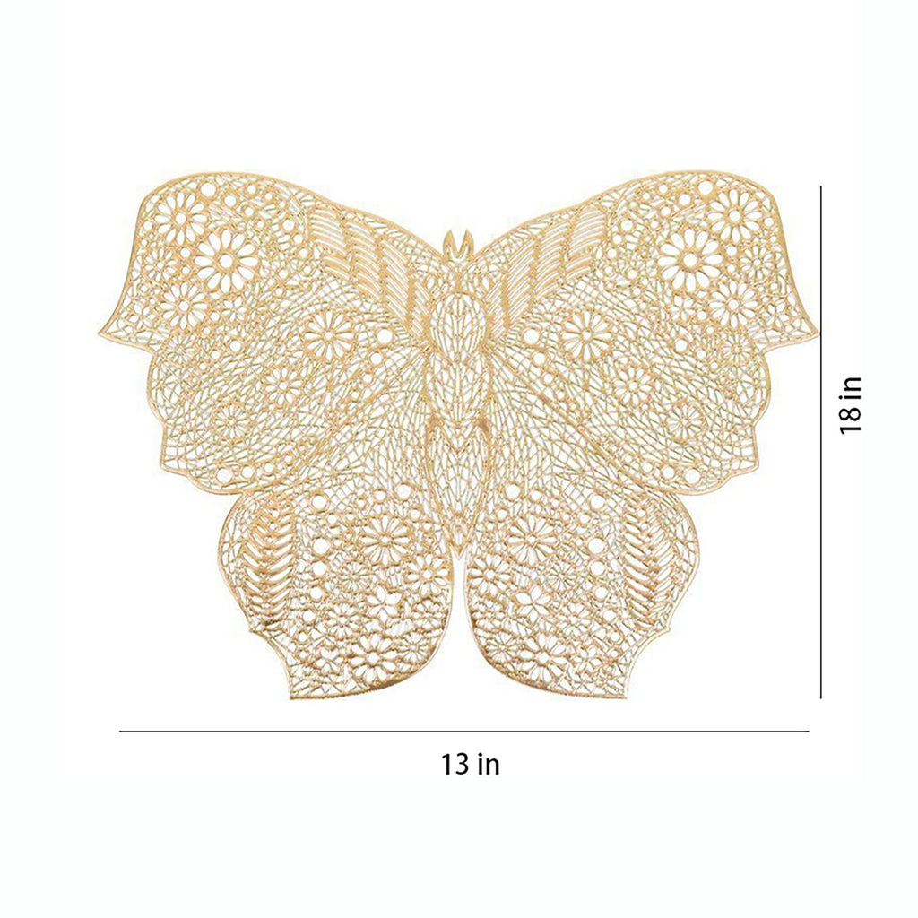 4 Piece Butterfly Placemat Set Decorative PVC Heat Resistant Table Mats for Dining Table