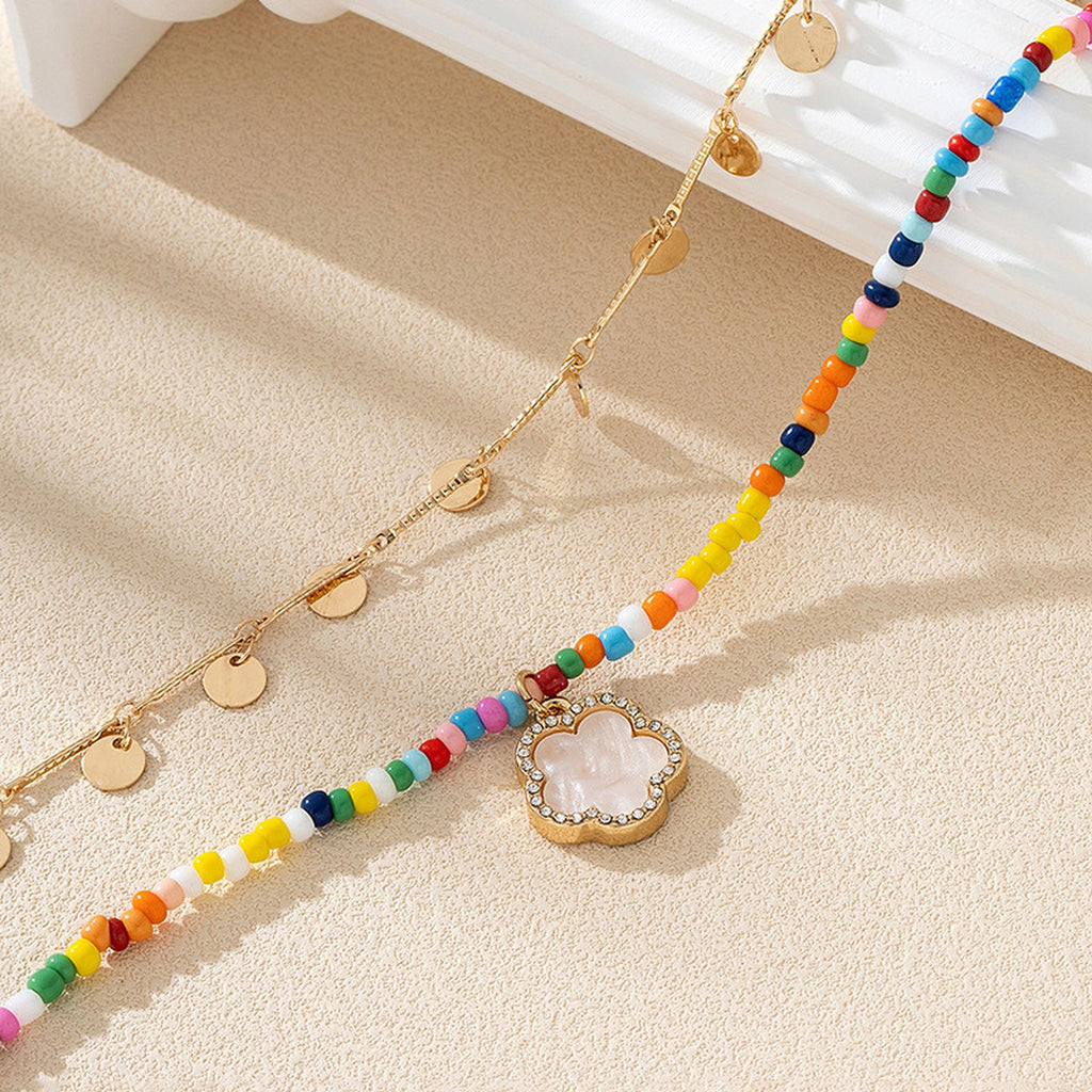 Women's Layered Beaded & Chain Necklace Set