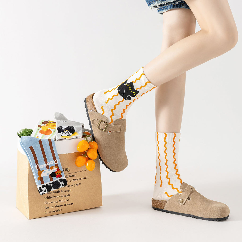Anna-Kaci Women's 6pk Striped Ankle Socks - Cute Print Pattern Casual Socks for Daily Wear