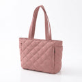 Quilted Tote Bag with Zipper Pockets and Water Resistant Fabric