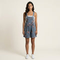 Anna-Kaci Women's Floral Denim Overall Romper Adjustable Strap Sleeveless Shortalls Loose Fit