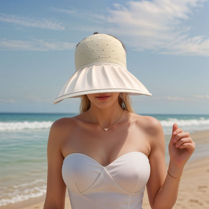 Anna-Kaci Extra Wide Brim Sun Visor Hat for Women Adjustable UV Protection Bow Detail Breathable Summer Beach Hat
