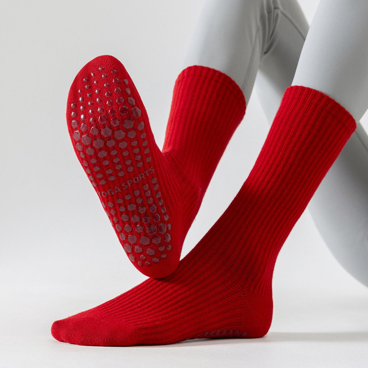 Grip Crew Socks 2 Pair Pack Ribbed Stripe Design