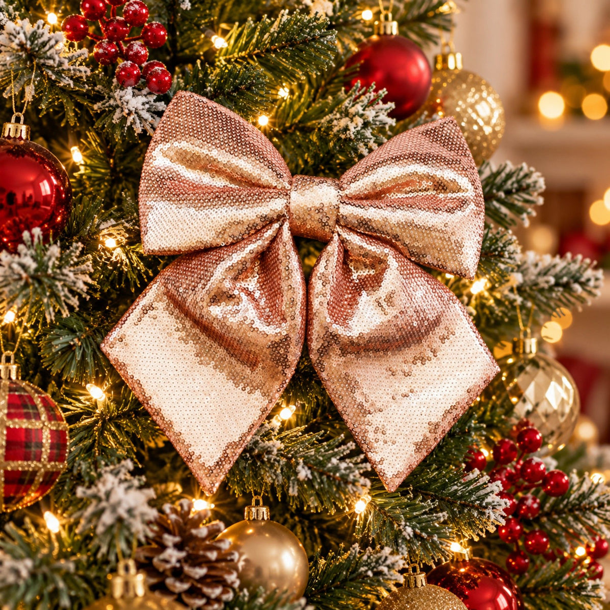 Sequin Christmas Bow Hanging Decoration 1 Piece