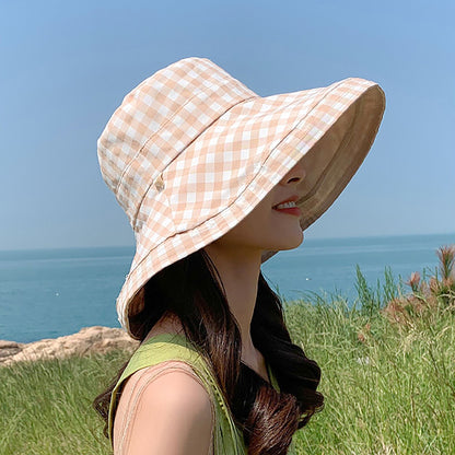 Anna-Kaci Women's Reversible Checkered Bucket Hat with Chin Strap