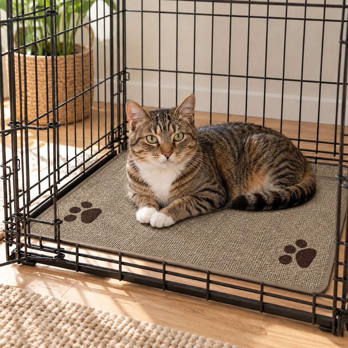 Absorbent Paw Print Pet Mat with Non Slip Backing
