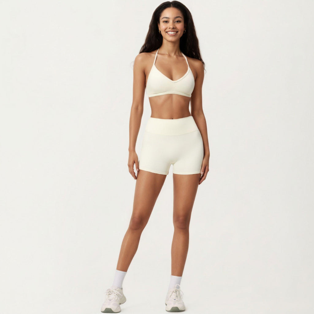 Anna-Kaci Active Women's Halter Sports Bra with V Neckline and Smooth Stretch Fit