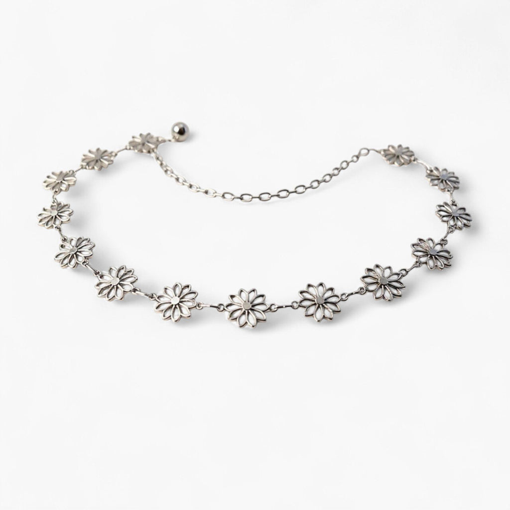 Anna-Kaci Women's Floral Metal Chain Belt with Adjustable Link and Drop Detail 45.5in
