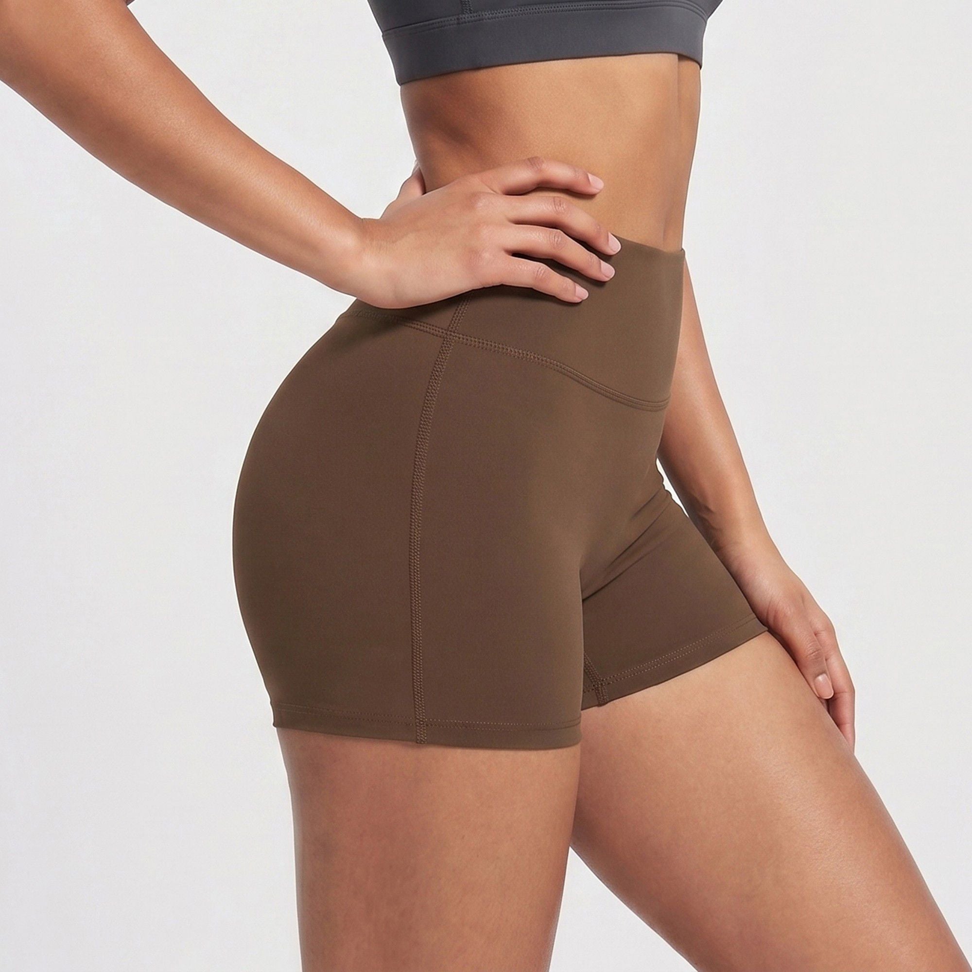 High Waist Workout Biker Shorts Wide Waistband Yoga Training Active Shorts