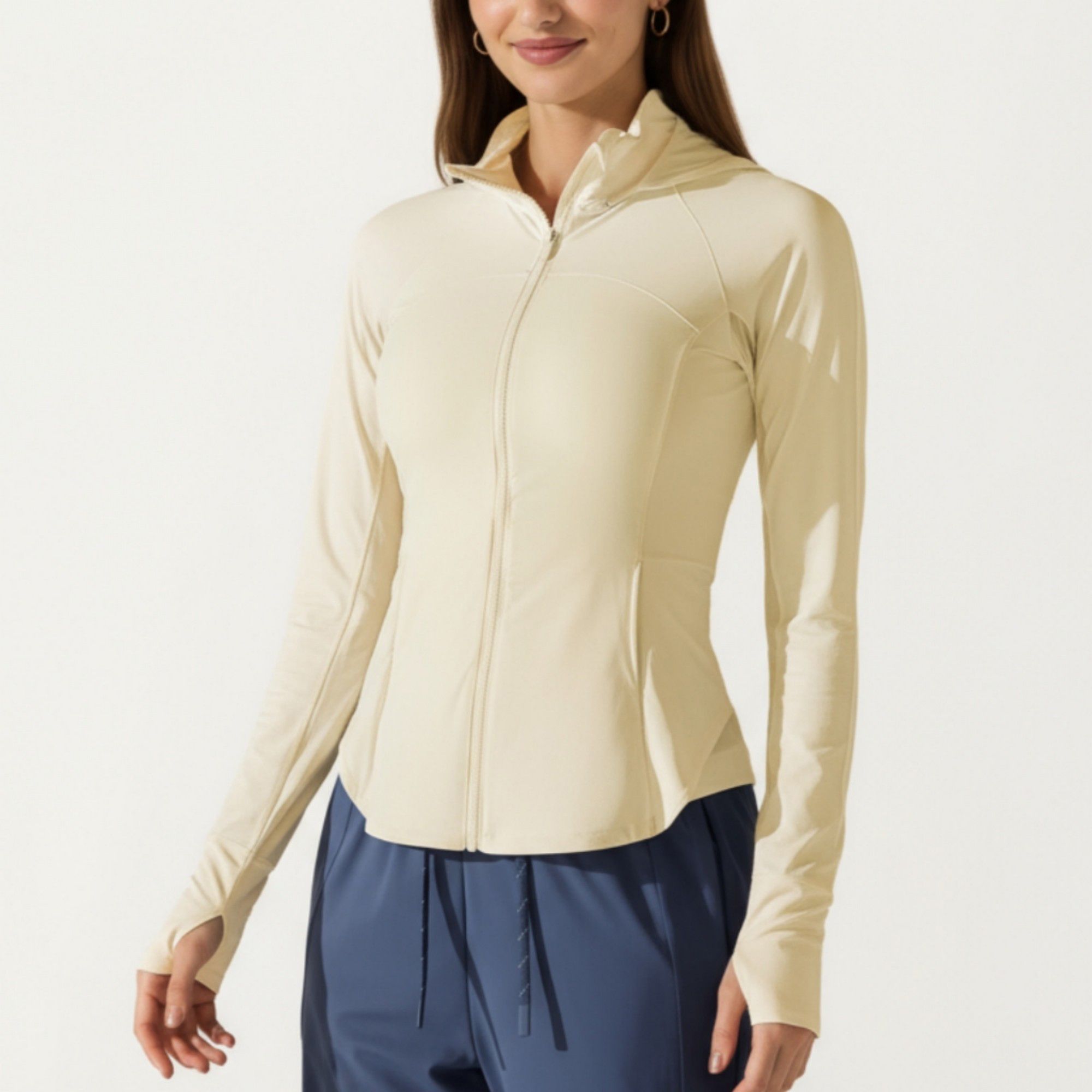 Anna-Kaci Active Women's Full Zip Long Sleeve Active Jacket with Fitted Silhouette and High Neck
