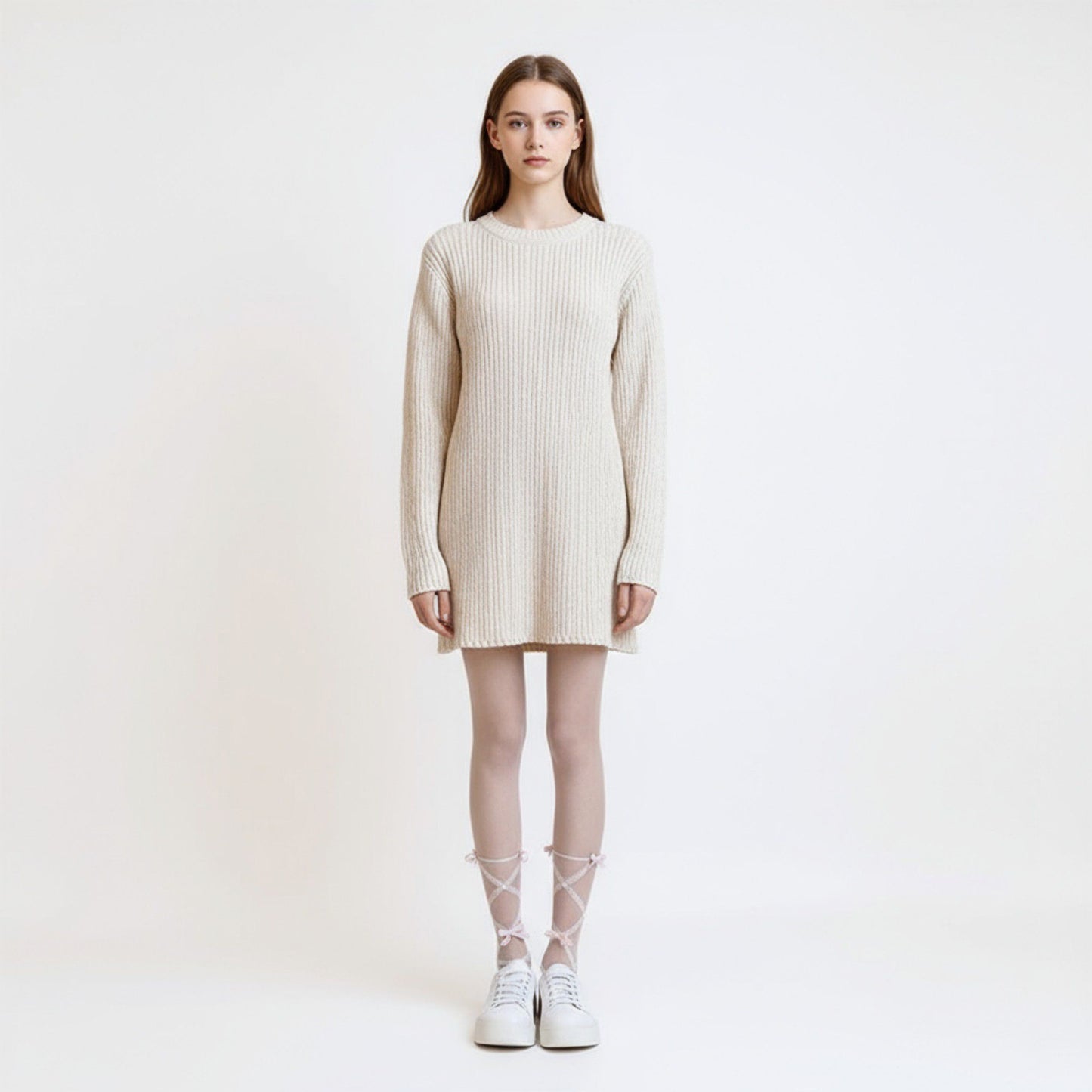 Anna-Kaci 2pcs Women's Sheer Tights with Crisscross Lace Ribbon and Bow Detail at Ankles