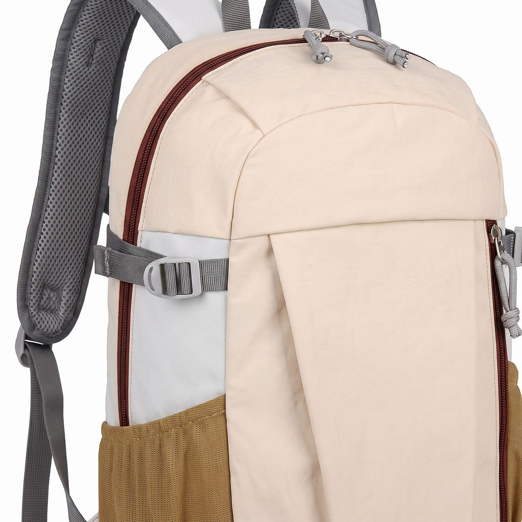 Everyday Backpack with Front Zip Pocket Side Mesh Pockets Padded Straps Top Hle