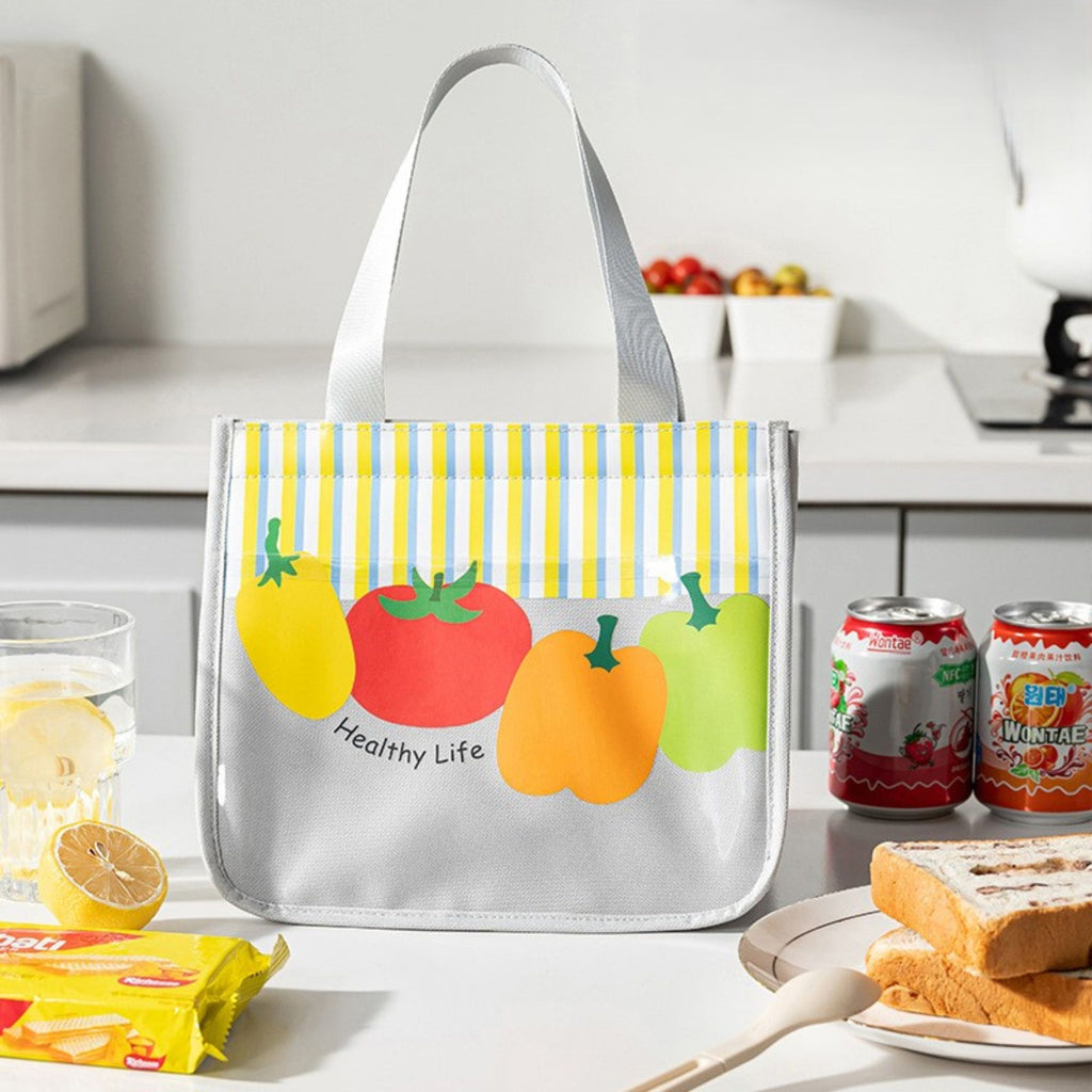 Insulated Lunch Bag with Transparent Front Pocket Portable Lunch Tote for Work School
