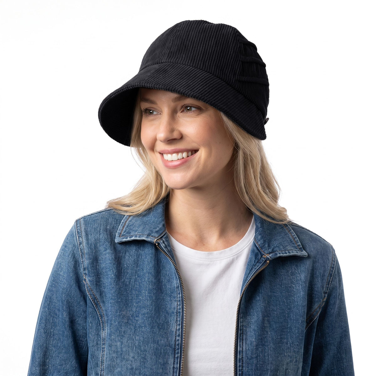 Corduroy Bucket Hat Wide Brim Adjustable Fit Casual Fall Winter Hat