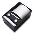 Men's Jacquard Woven Tie Set with Pocket Square Cufflinks and Tie Clip