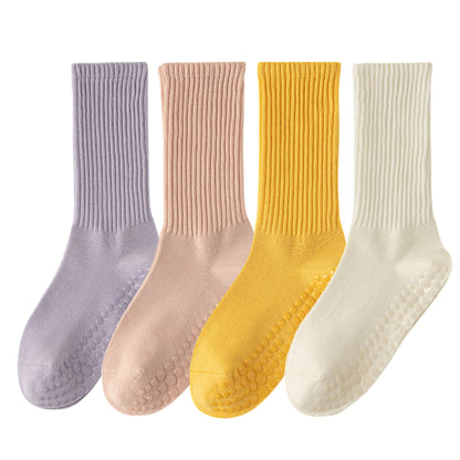 Anna-Kaci 4-Pack Women's Anti-Slip Yoga Socks with Grips Comfortable Ribbed Design for Exercise and Indoor Use