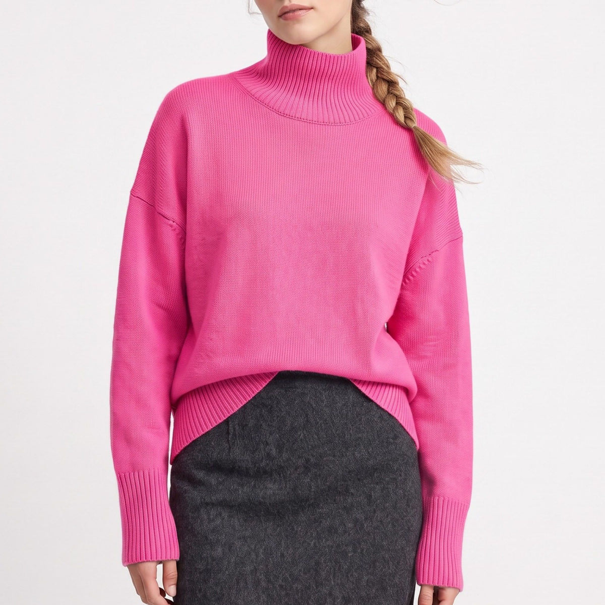 Relaxed Fit Turtleneck Pullover Sweater