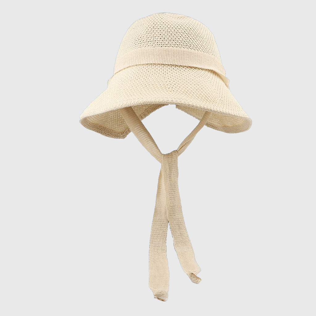 Anna-Kaci Women's Knit Straw Bucket Hat with Chin Strap