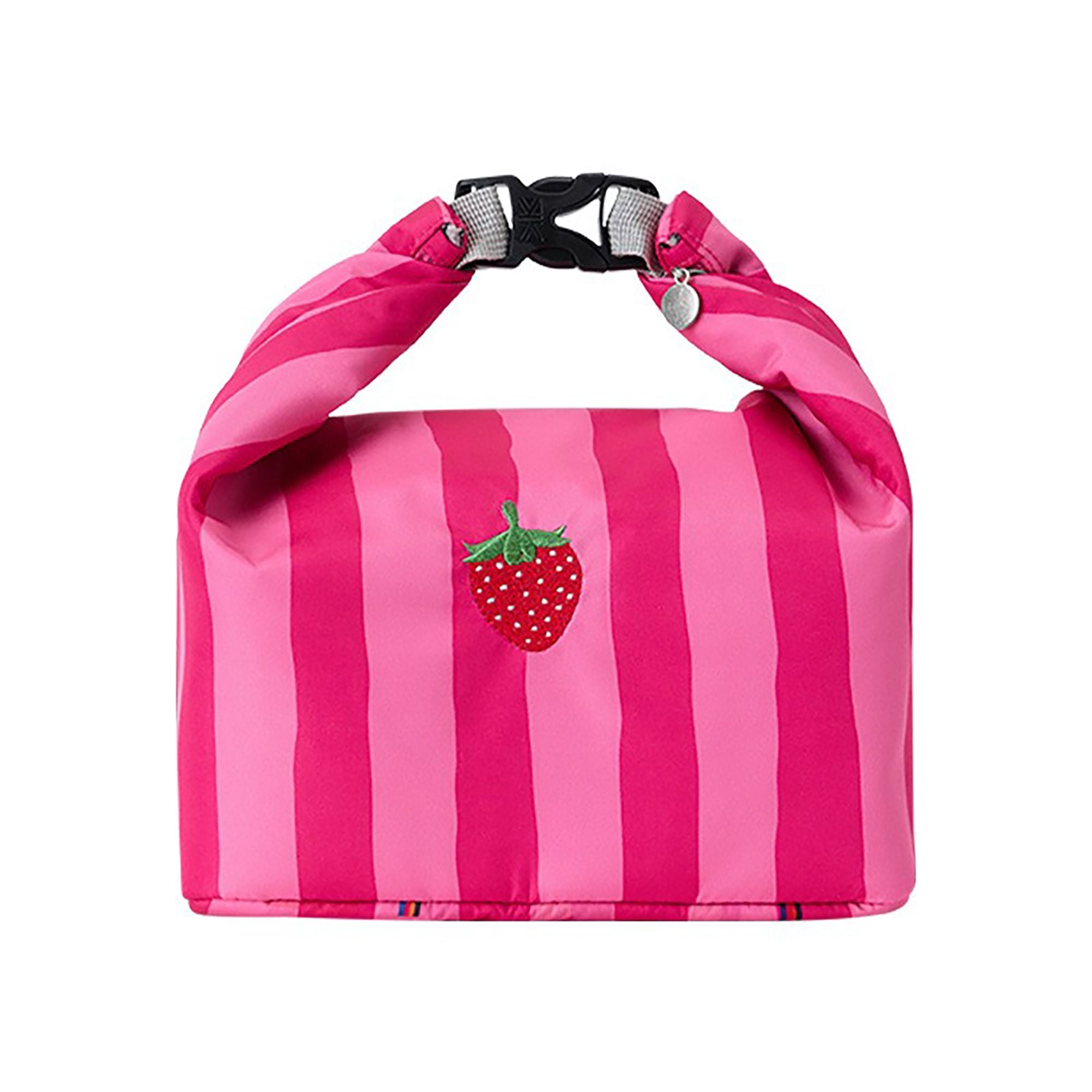 Anna-Kaci Insulated Lunch Bag with Adjustable Buckle Handle Pink Striped Reusable Thermal Food Tote