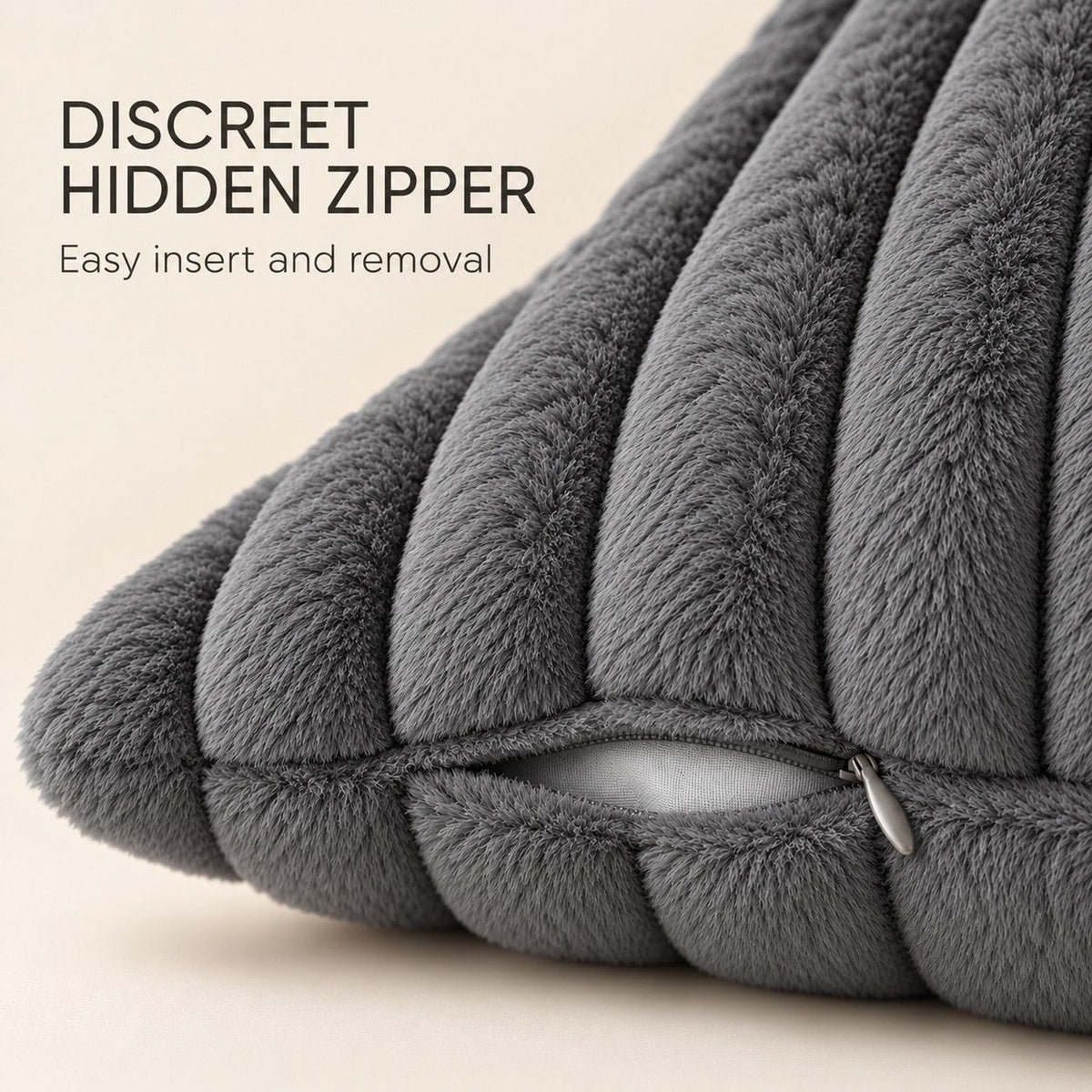 Double Sided Plush Corduroy Throw Pillow Cover 18 x 18 Inch Wide Stripe Texture