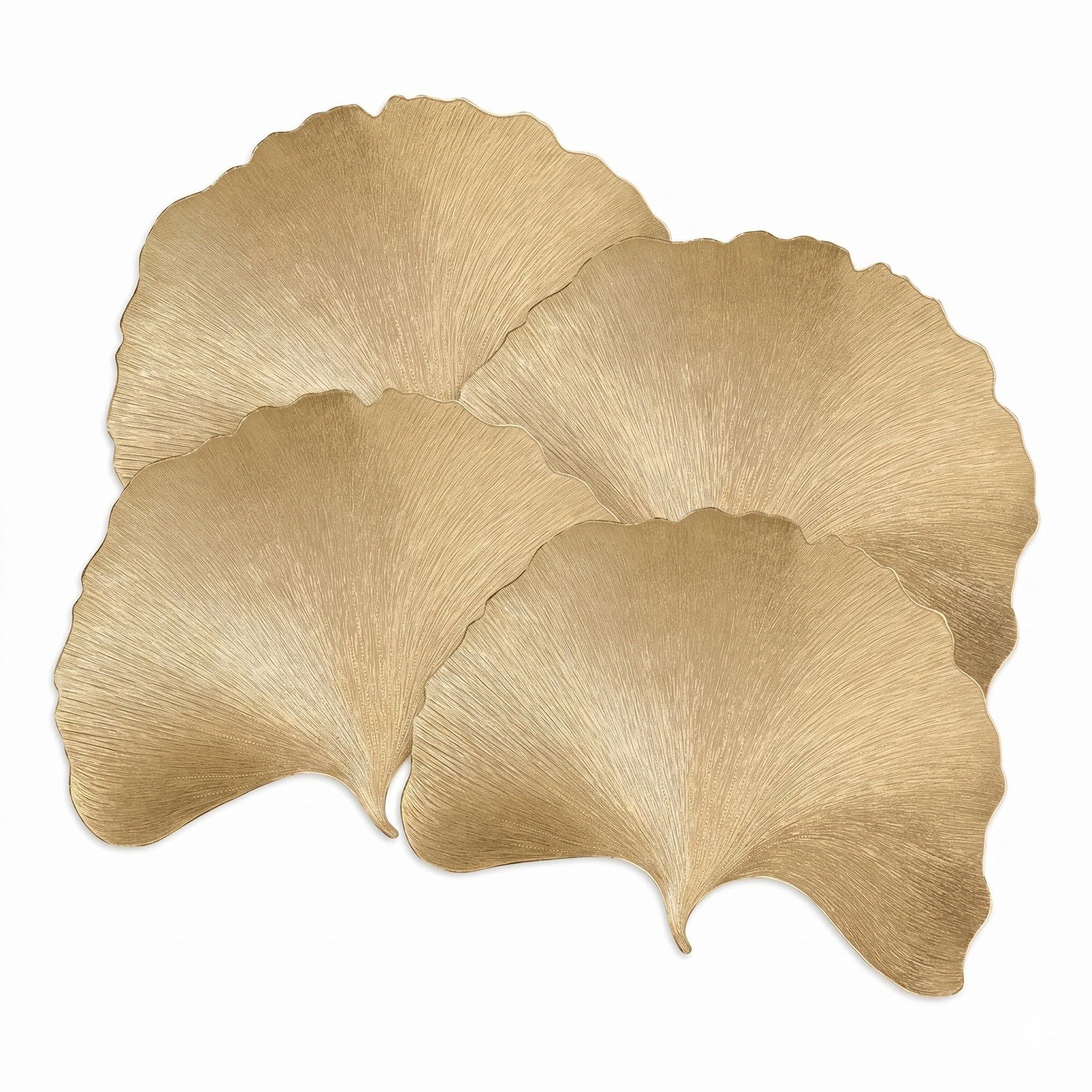 4-Pack Metallic Ginkgo Leaf PVC Placemats Heat Resistant Textured Table Mats
