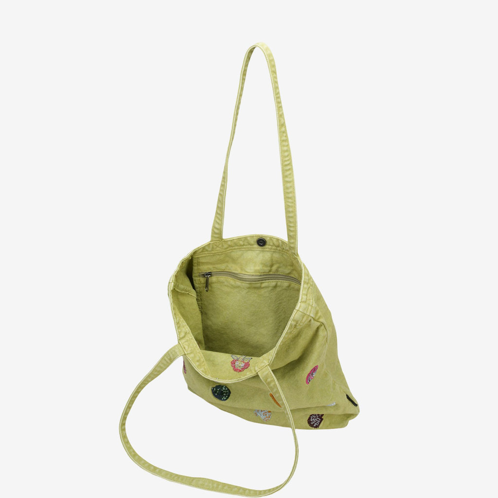Embroidered Canvas Tote Bag Cute Patchwork Shoulder Bag