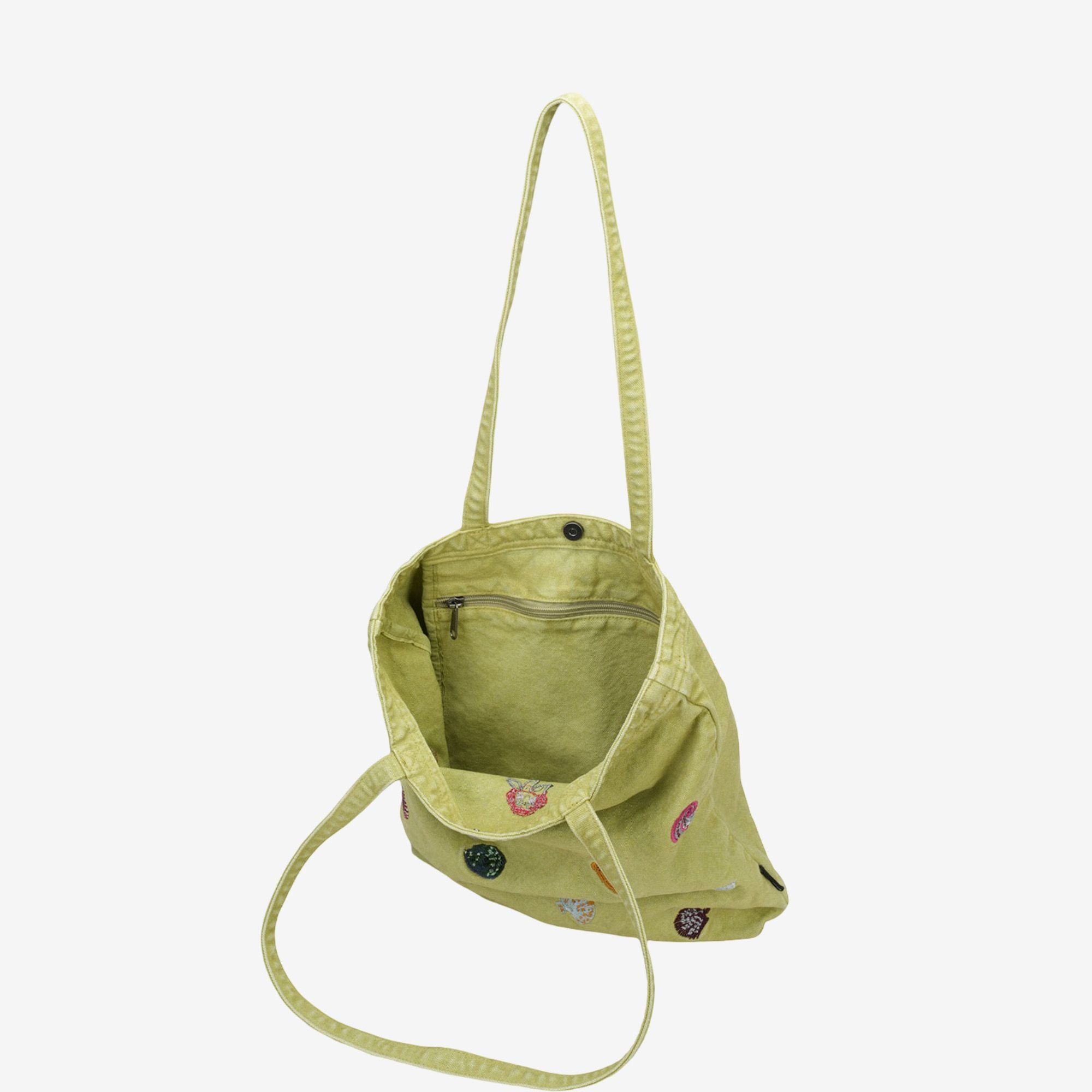 Embroidered Canvas Tote Bag Cute Patchwork Shoulder Bag