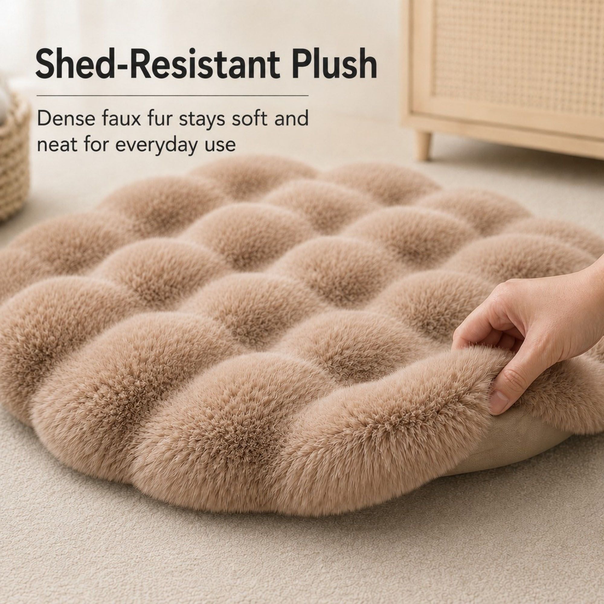 Bubble Plush Pet Mat for Cats and Small Dogs with Cushioned Wavy Fill Non-Slip Bottom Machine-Washable Design