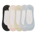 Anna-Kaci 5 Pairs Women No Show Mesh Panel Socks Low Cut Stretch Cotton Liner Non-Slip Design for Ballet Flats and Loafers