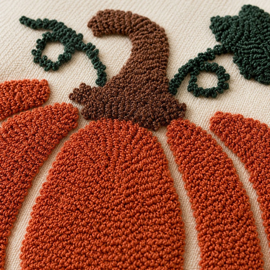 Tufted Pumpkin Throw Pillow Cover for Fall and Thanksgiving Decor